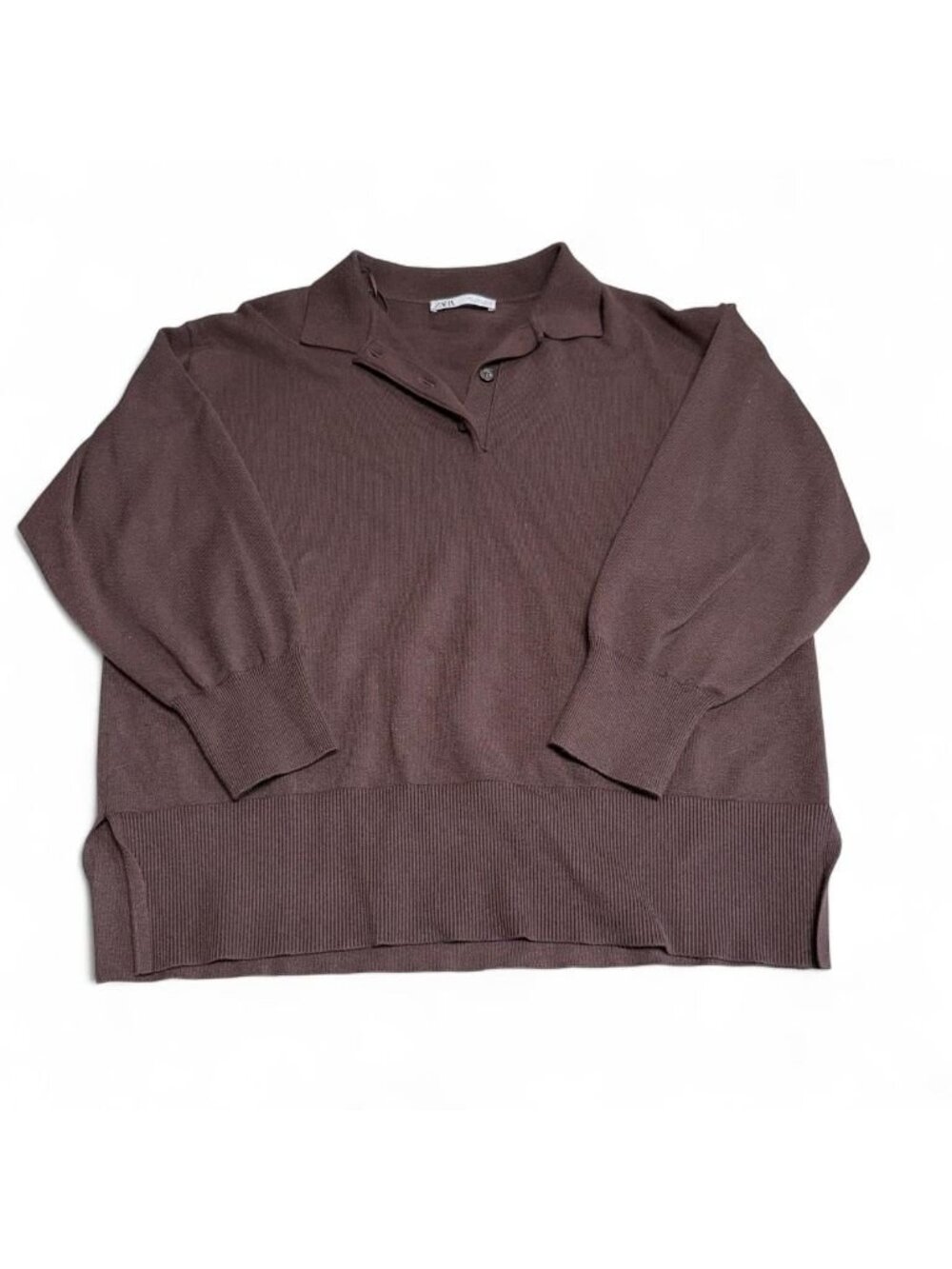 Zara Preppy Collared Pullover Minimalist Sweater Women's Large Comfy Cozy Fall